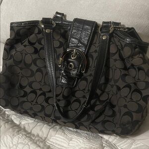 Black and silver hardware Coach Tote Bag